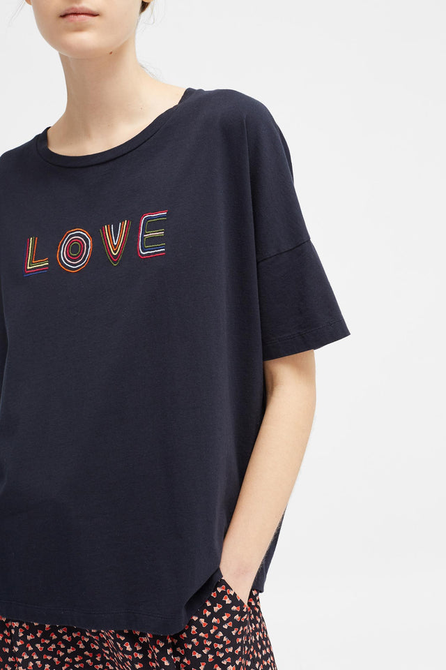 Navy Short Sleeve Carmen Love T-Shirt image 5