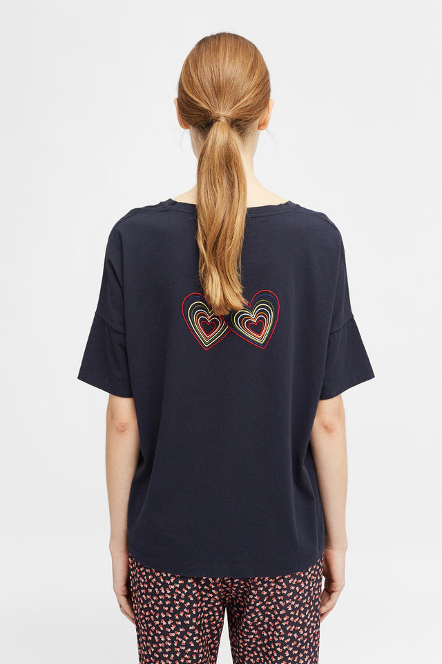 Navy Short Sleeve Carmen Love T-Shirt image 4