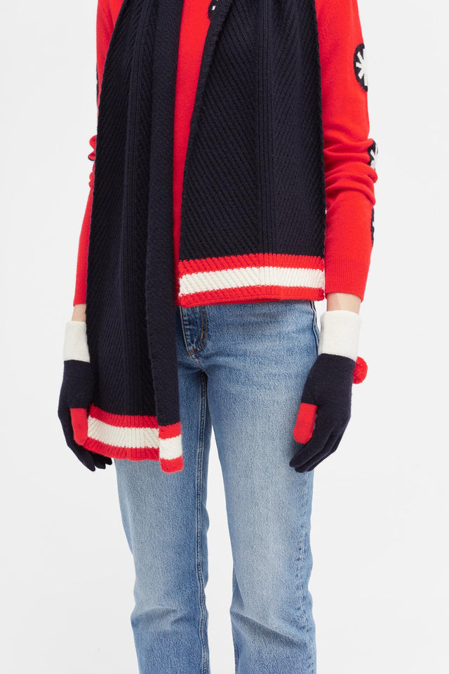 Navy Colour Block Gloves image 2