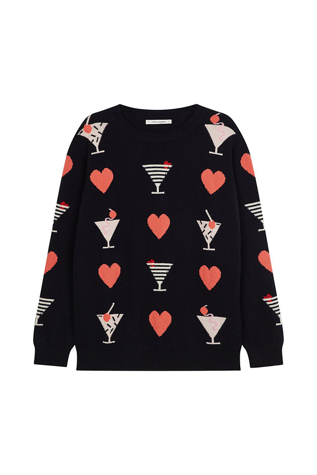 Navy Cocktail Heart Cashmere Sweater image 2