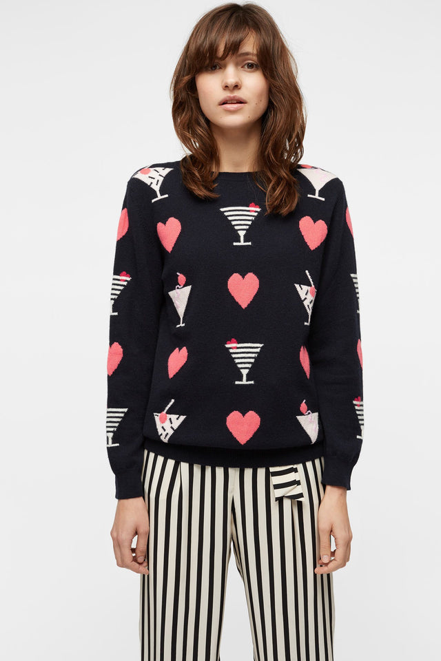 Navy Cocktail Heart Cashmere Sweater image 1