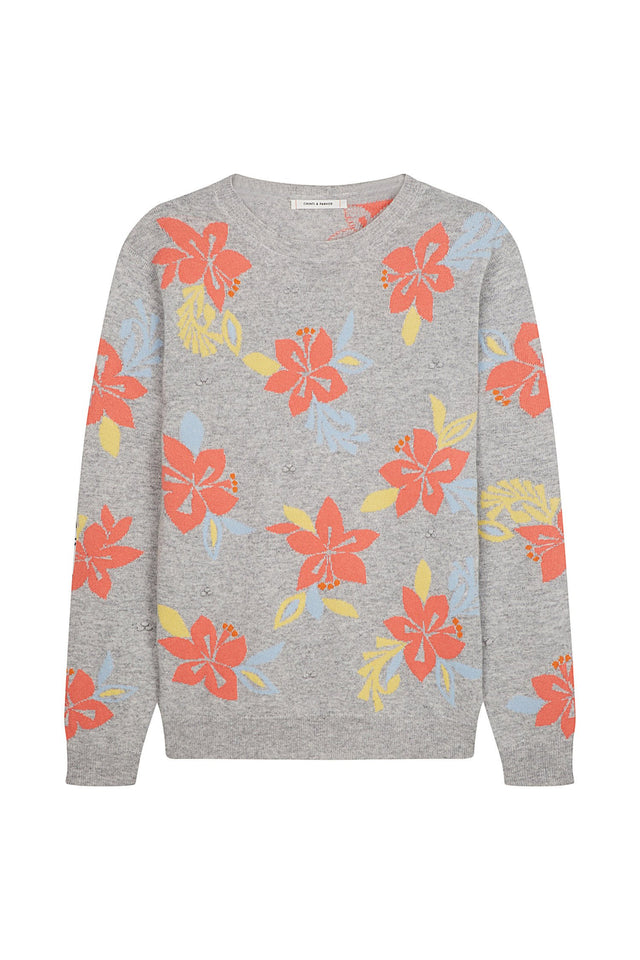 Grey Hibiscus Knot Stitch Sweater image 2