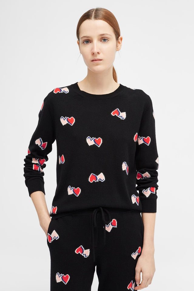 Black All Over Twin Heart Sweater image 1