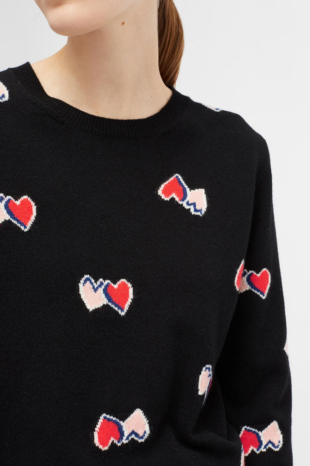 Black All Over Twin Heart Sweater image 4