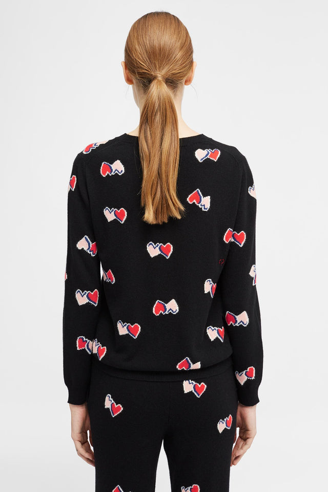 Black All Over Twin Heart Sweater image 5