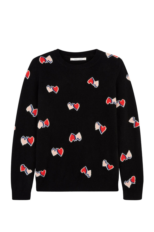 Black All Over Twin Heart Sweater image 2