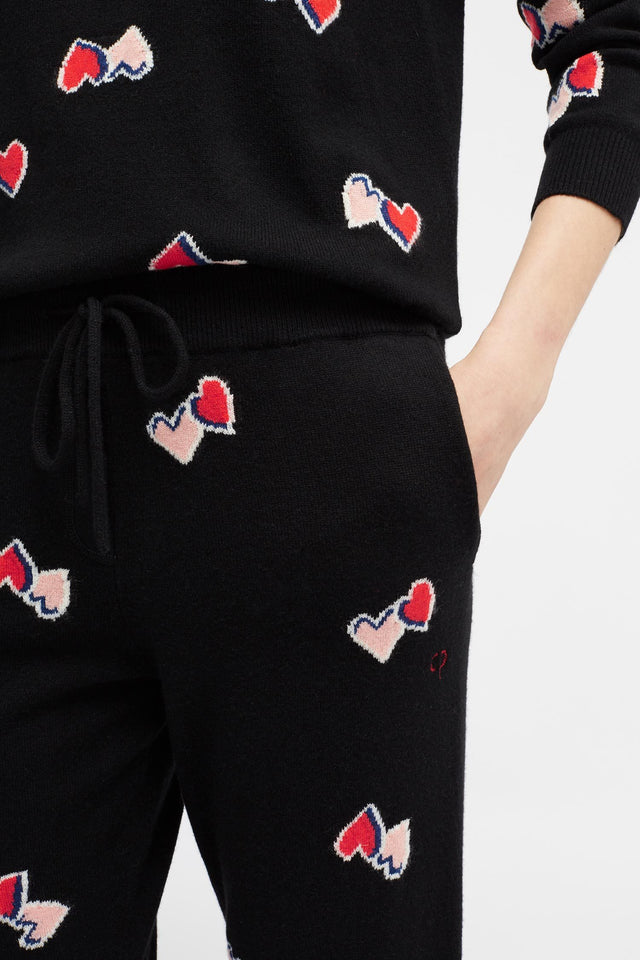 Black All Over Twin Heart Track Pants image 4