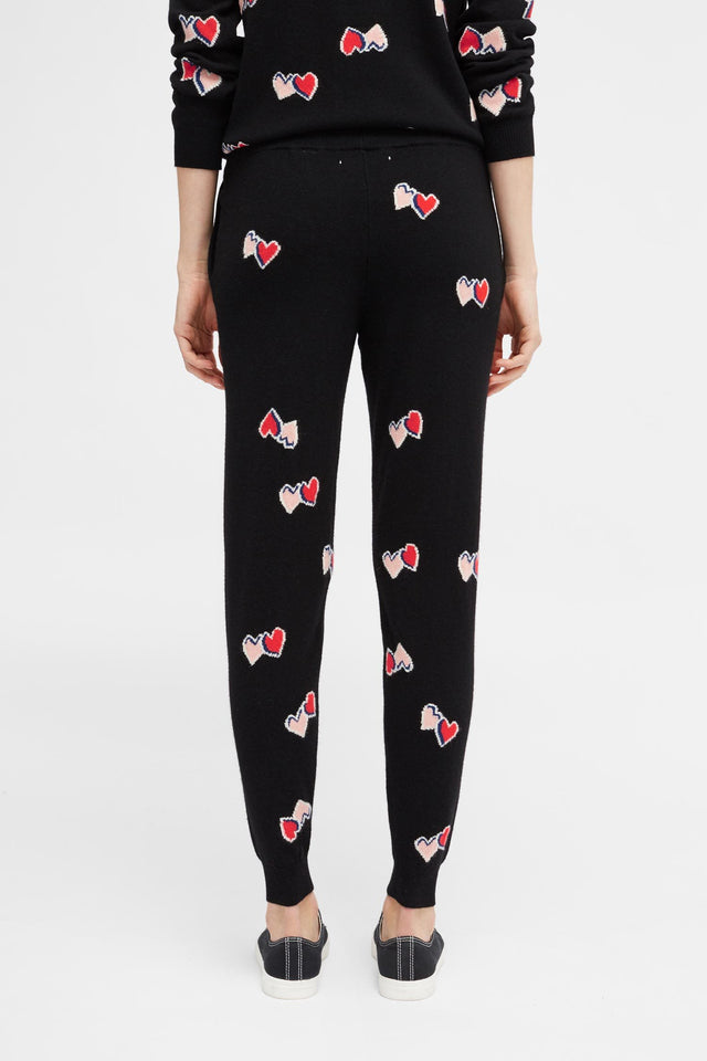 Black All Over Twin Heart Track Pants image 5