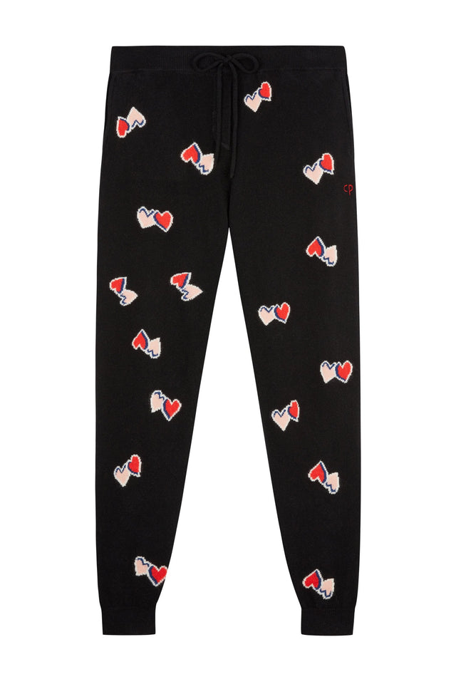 Black All Over Twin Heart Track Pants image 2