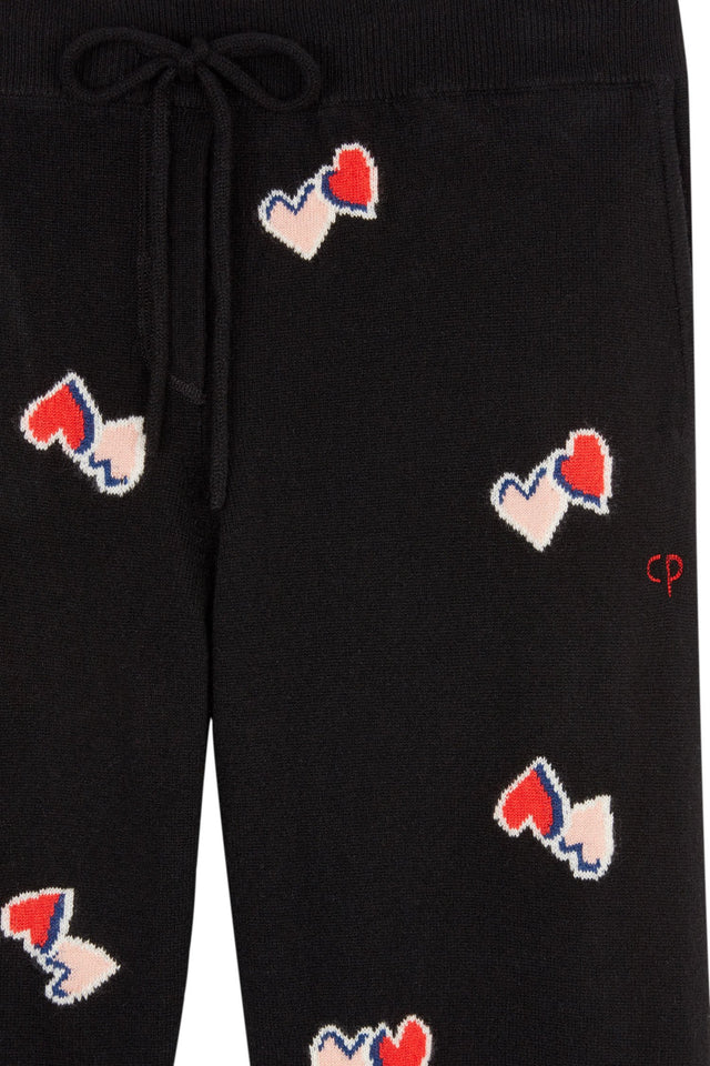 Black All Over Twin Heart Track Pants image 6