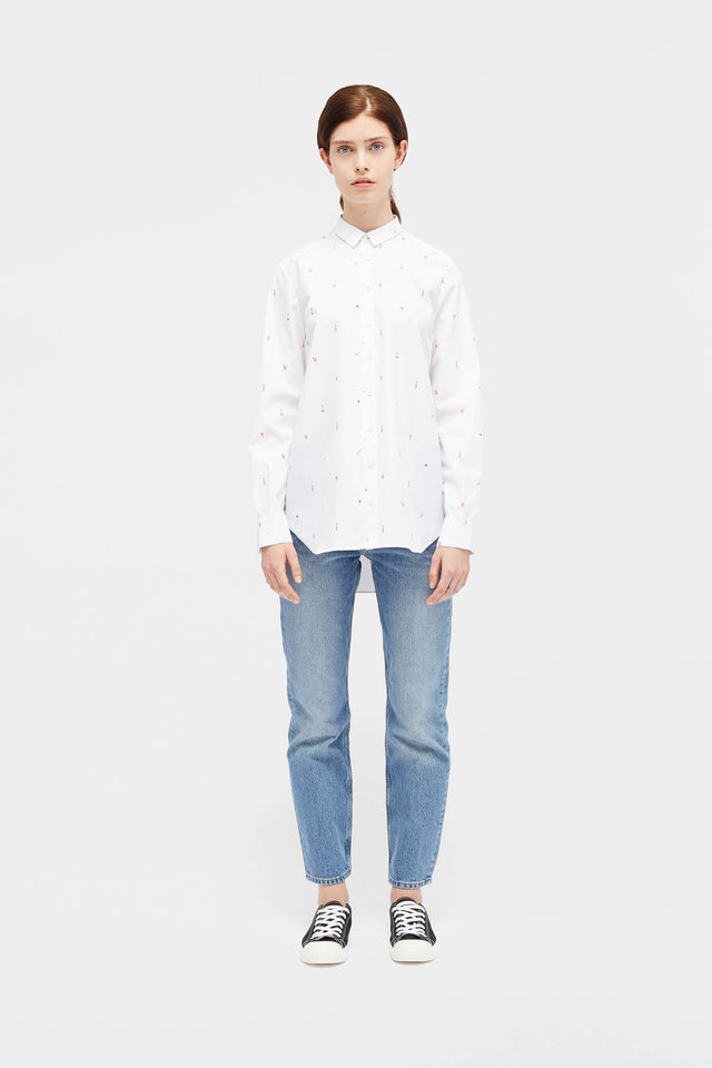 White Aztec Boyfriend Shirt image 3