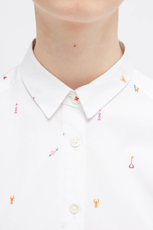 White Aztec Boyfriend Shirt image 4