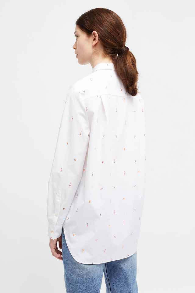 White Aztec Boyfriend Shirt image 5