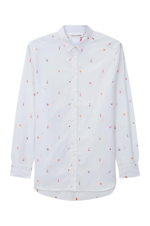 White Aztec Boyfriend Shirt image 2