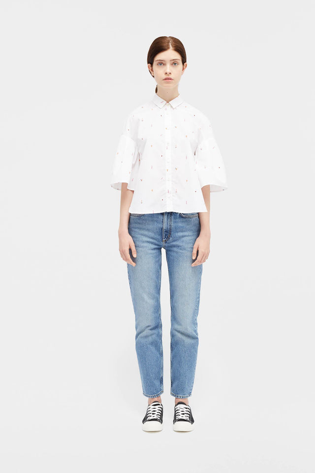 White Aztec Fluted Shirt image 3