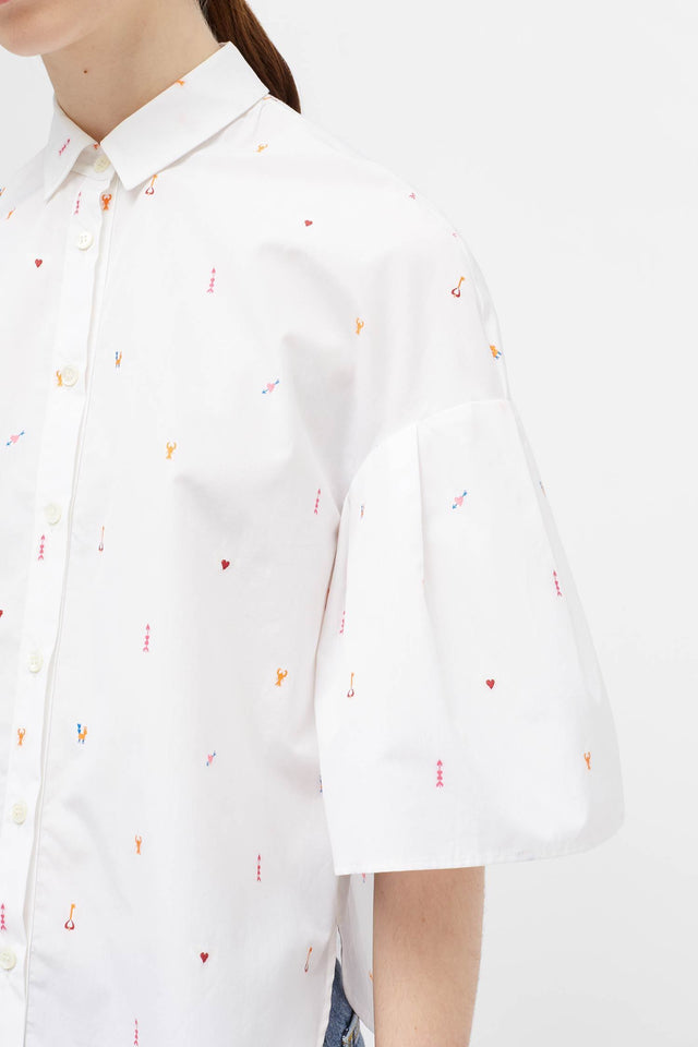 White Aztec Fluted Shirt image 1