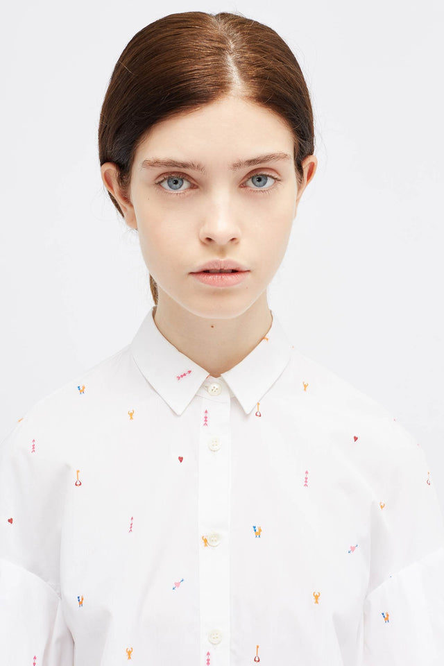 White Aztec Fluted Shirt image 4