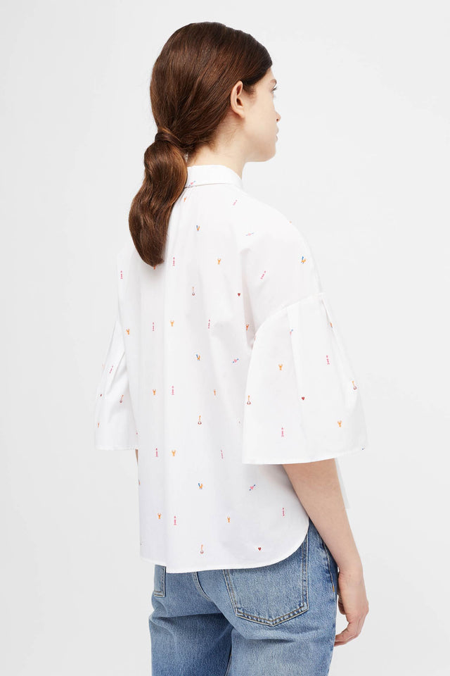 White Aztec Fluted Shirt image 5