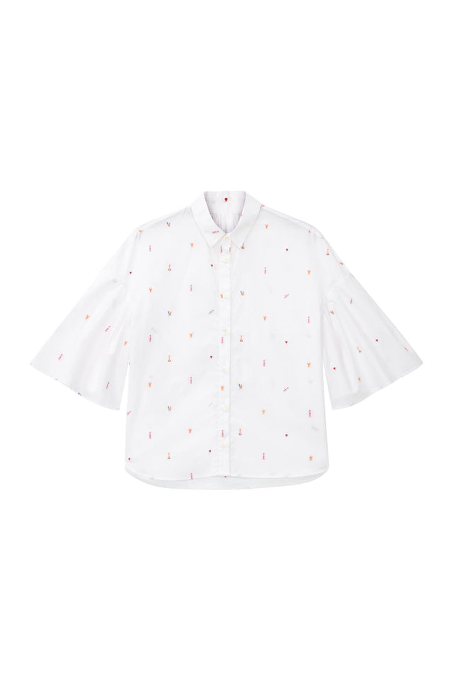 White Aztec Fluted Shirt image 2