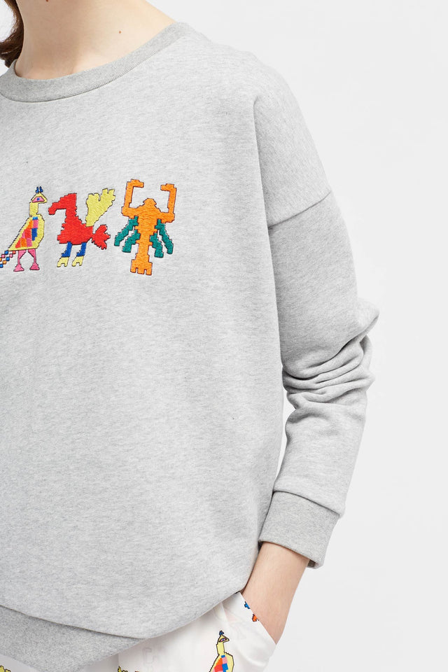 Grey Marl Aztec Sweatshirt image 4