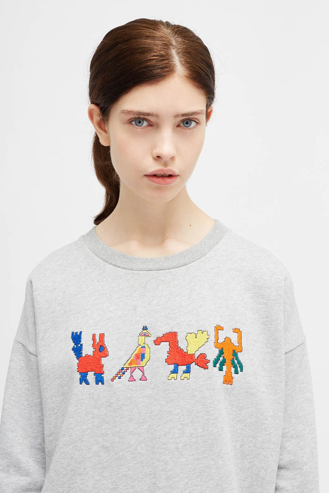 Grey Marl Aztec Sweatshirt image 3