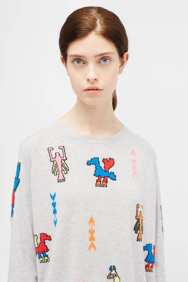 Silver Marl Aztec Tattoo Sweater image 1