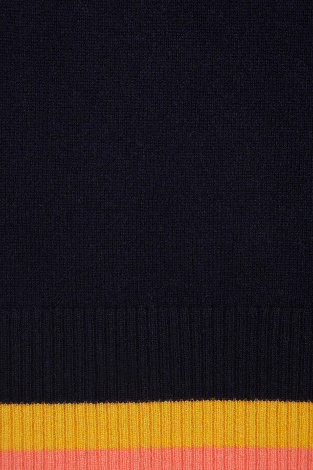 Navy Stripe Trim Cashmere T-Shirt image 3