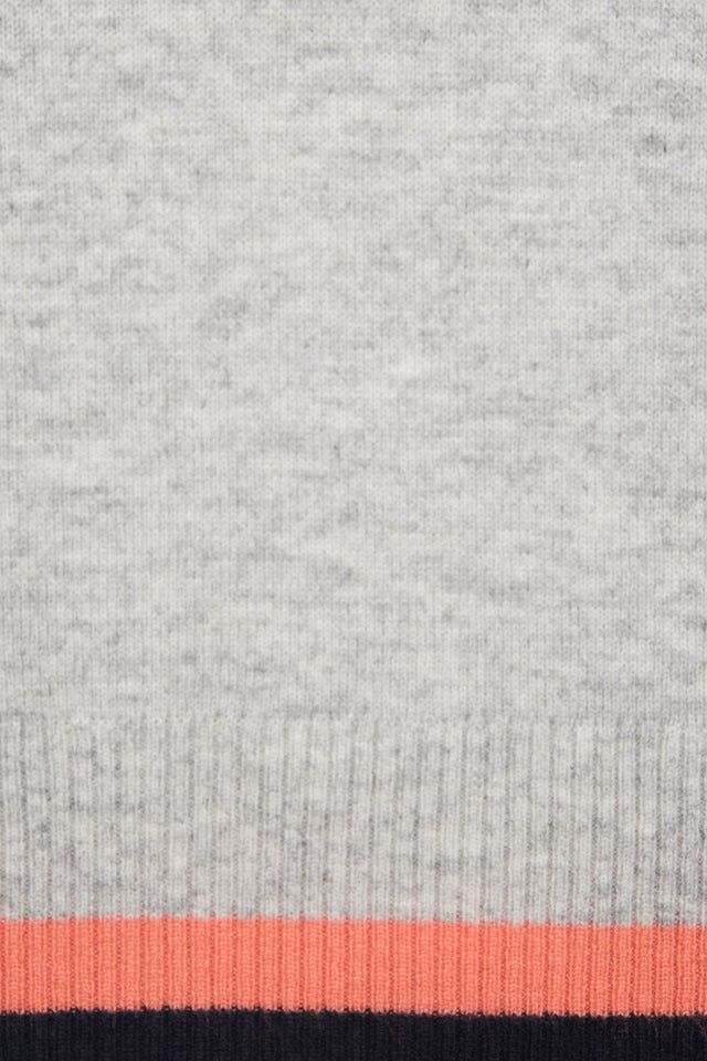 Grey Stripe Trim Cashmere T-Shirt image 5