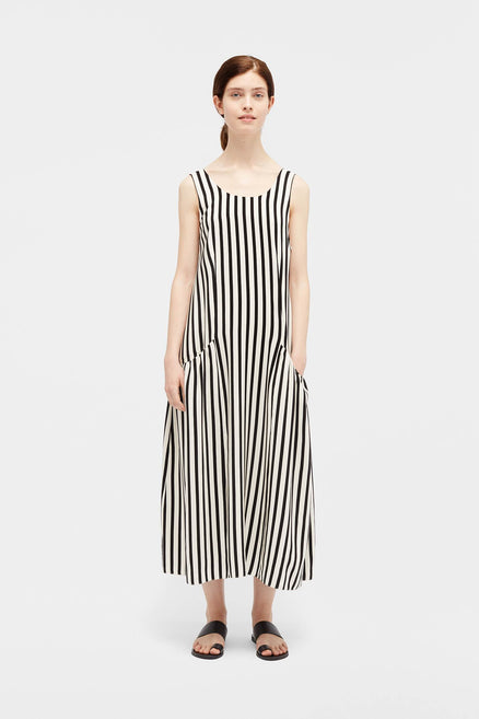 Black Striped Silk Sundress