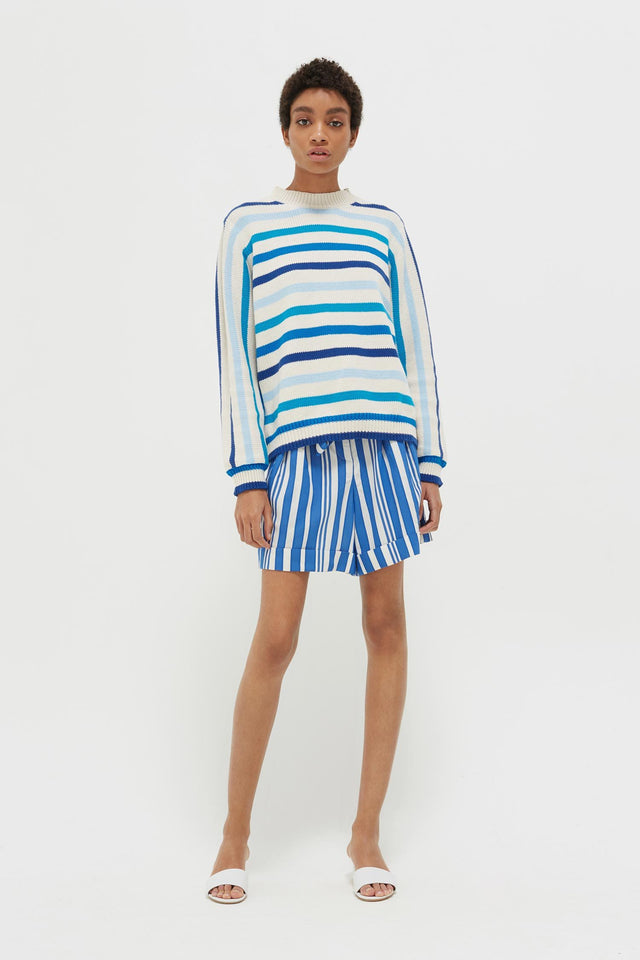 Blue Breton Stripe Chunky Knit Sweater image 4