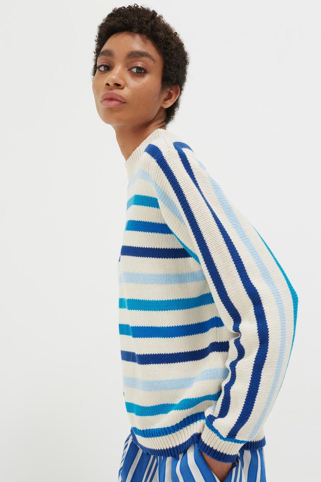 Blue Breton Stripe Chunky Knit Sweater image 5