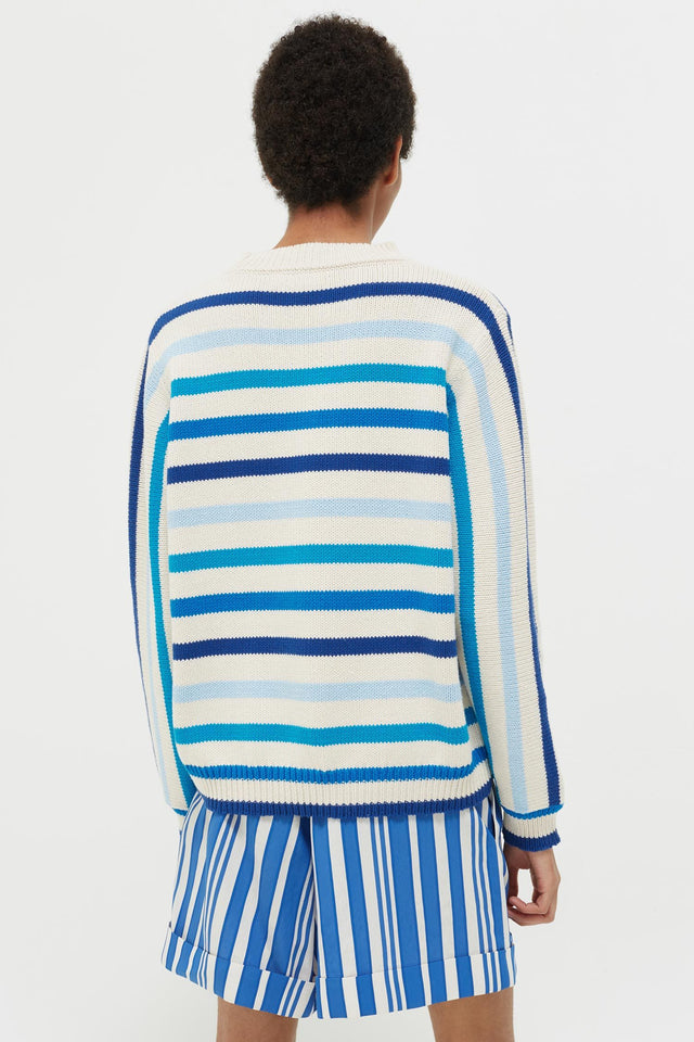 Blue Breton Stripe Chunky Knit Sweater image 6