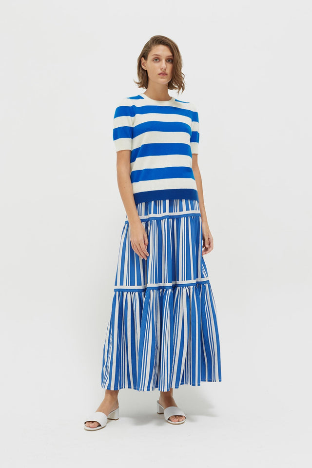 Blue Striped Jeanne Puff Sleeve T-Shirt image 4