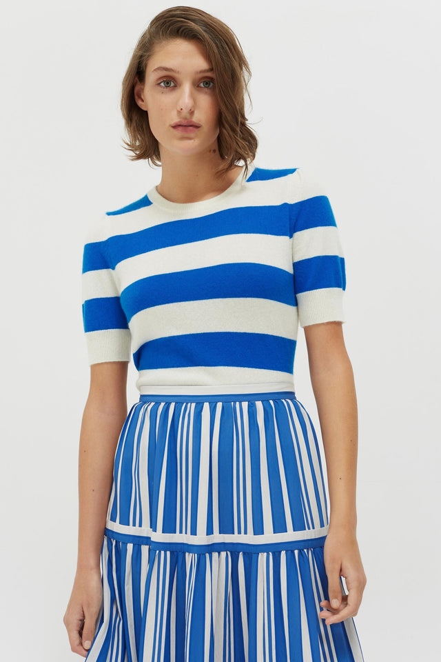 Blue Striped Jeanne Puff Sleeve T-Shirt image 3