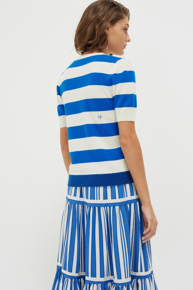 Blue Striped Jeanne Puff Sleeve T-Shirt image 6