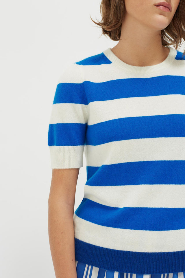 Blue Striped Jeanne Puff Sleeve T-Shirt image 7