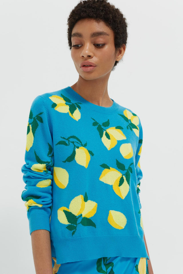 Blue Allover Lemon Cashmere Sweater image 3