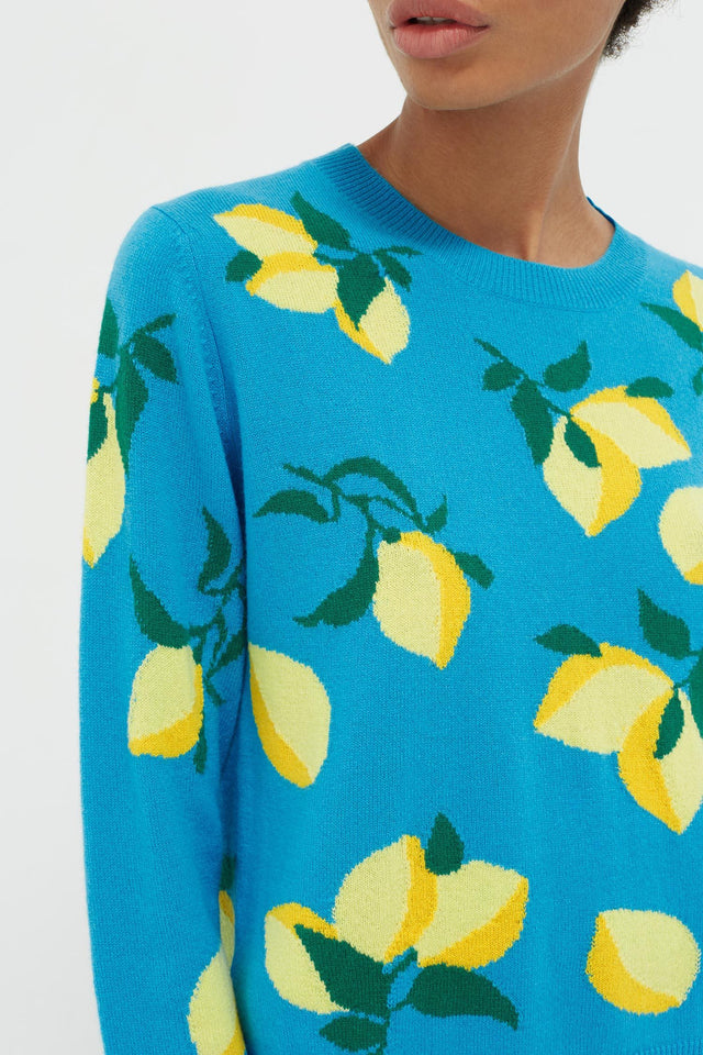 Blue Allover Lemon Cashmere Sweater image 5