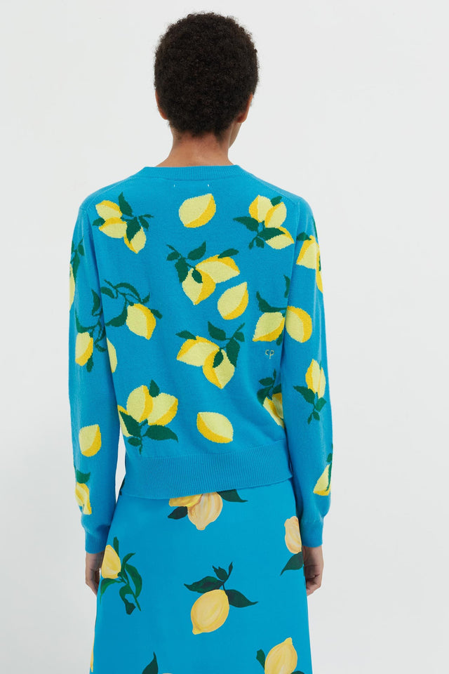Blue Allover Lemon Cashmere Sweater image 4