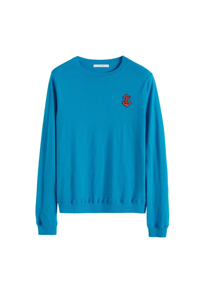 Blue Anchor Badge Cashmere Sweater image 2