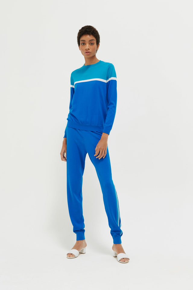 Blue Colour Block Cashmere Sweater image 3