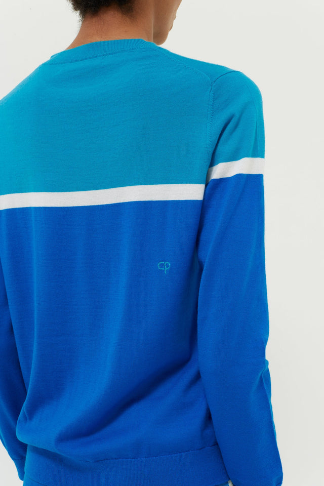 Blue Colour Block Cashmere Sweater image 4