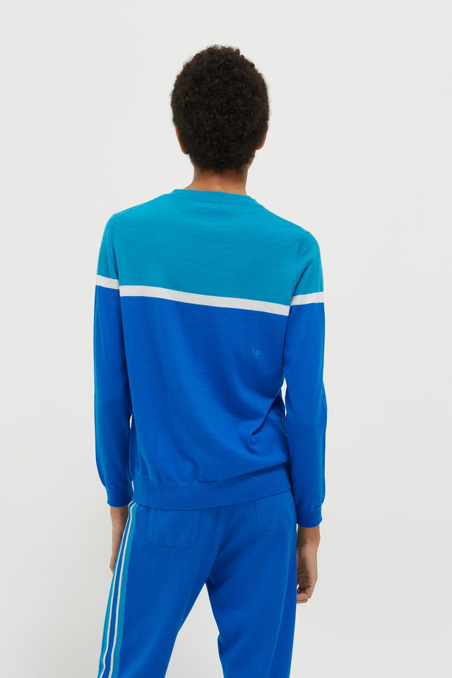 Blue Colour Block Cashmere Sweater image 5