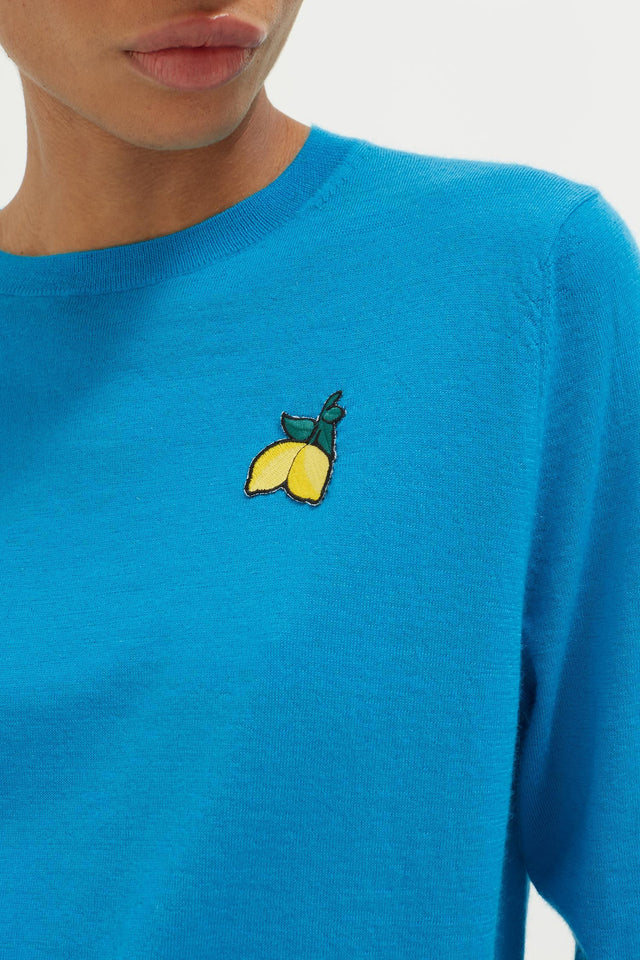 Blue Lemon Badge Cashmere Sweater image 4