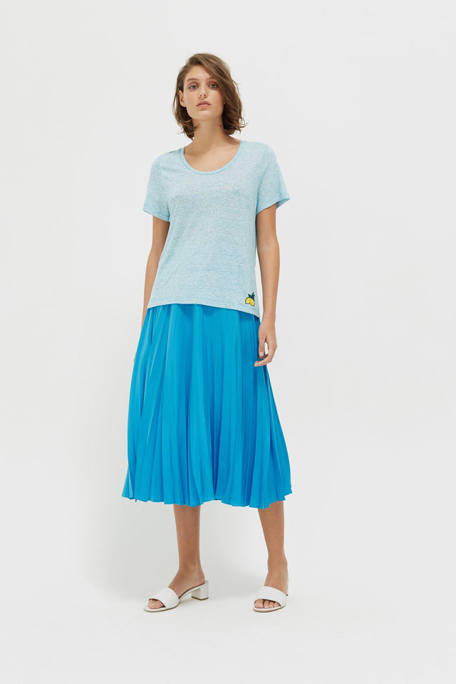 Blue Striped Lemon Patch Linen Jersey T-Shirt image 3