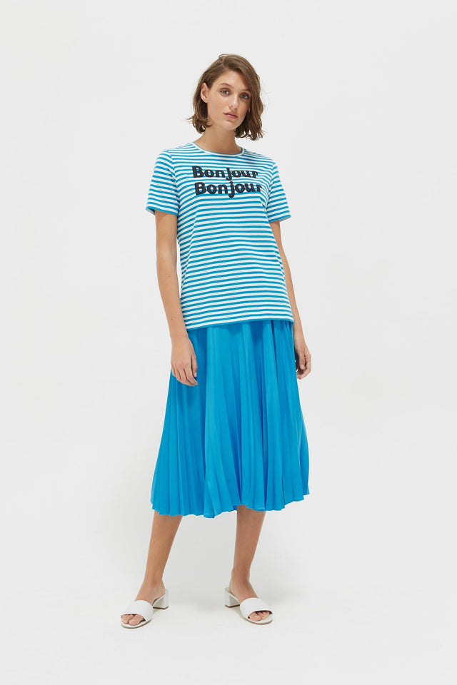 Blue Striped Bonjour Bonjour Jersey T-Shirt image 3