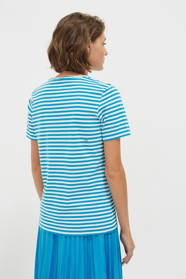 Blue Striped Bonjour Bonjour Jersey T-Shirt image 5