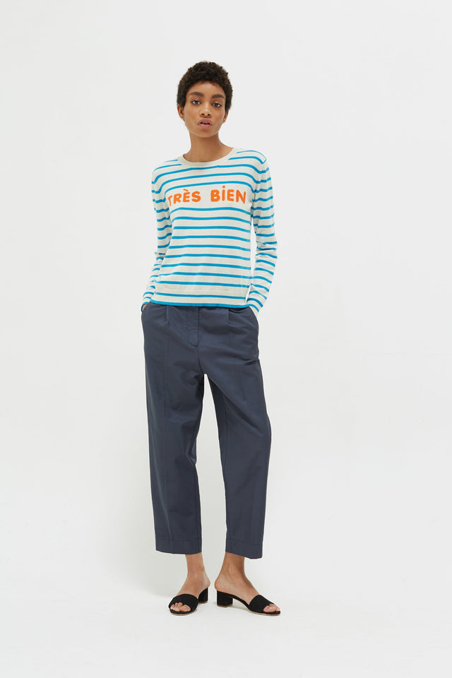 Blue Très Bien Striped Cashmere Sweater image 5