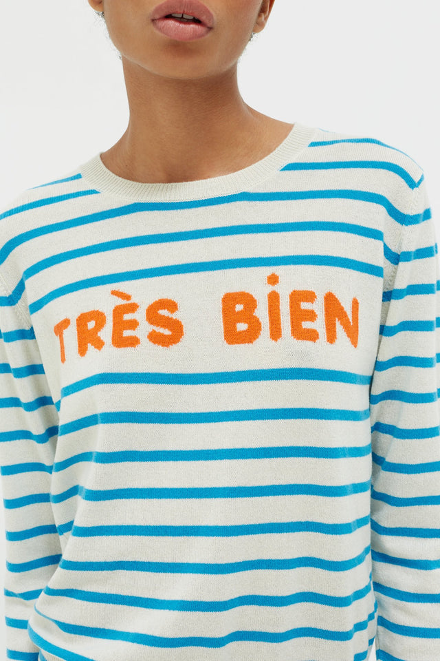 Blue Très Bien Striped Cashmere Sweater image 3