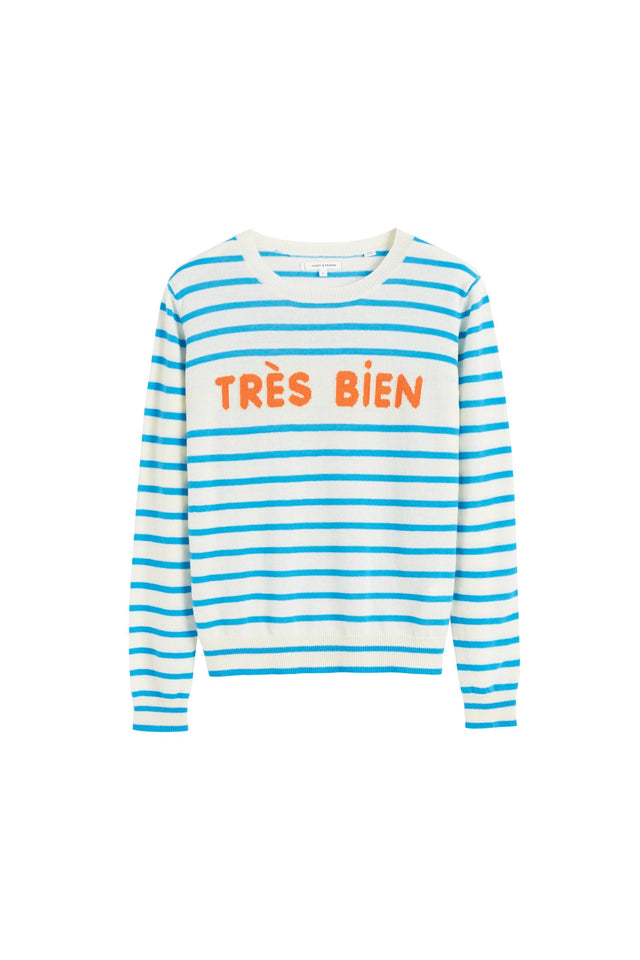 Blue Très Bien Striped Cashmere Sweater image 2
